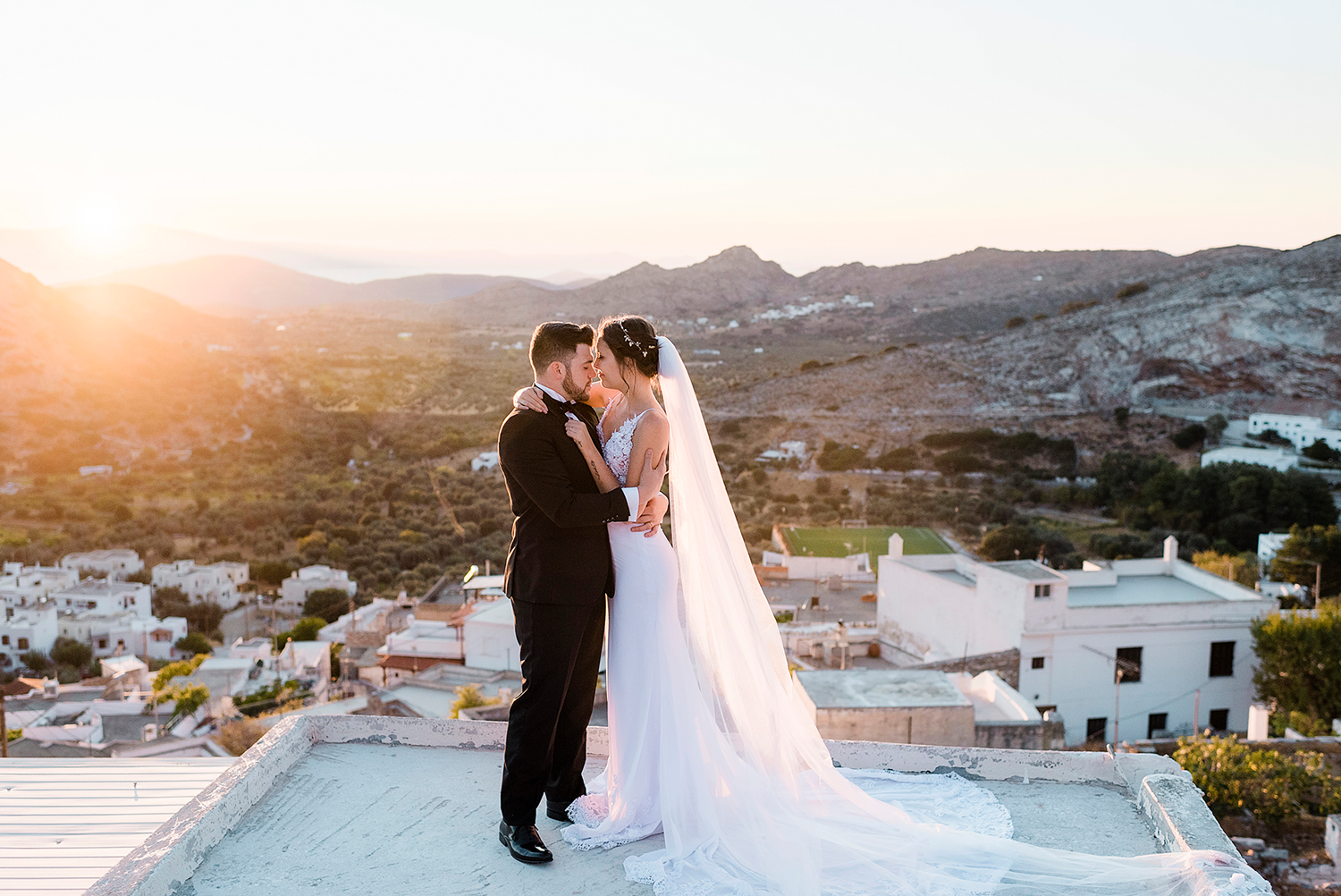 rooftop sunset wedding in Naxos Greece